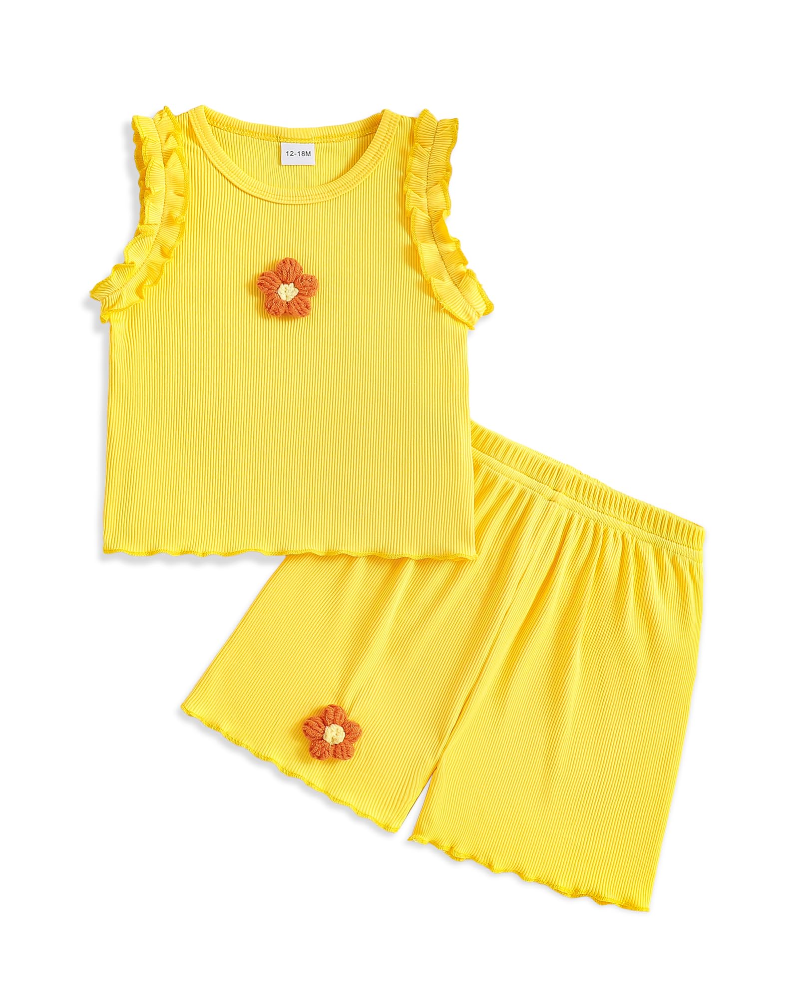 Weebaby Toddler Girl Clothes Baby Summer Outfits Sleeveless Halter Top Ruffle Short Set Cute Kids Clothes Girls