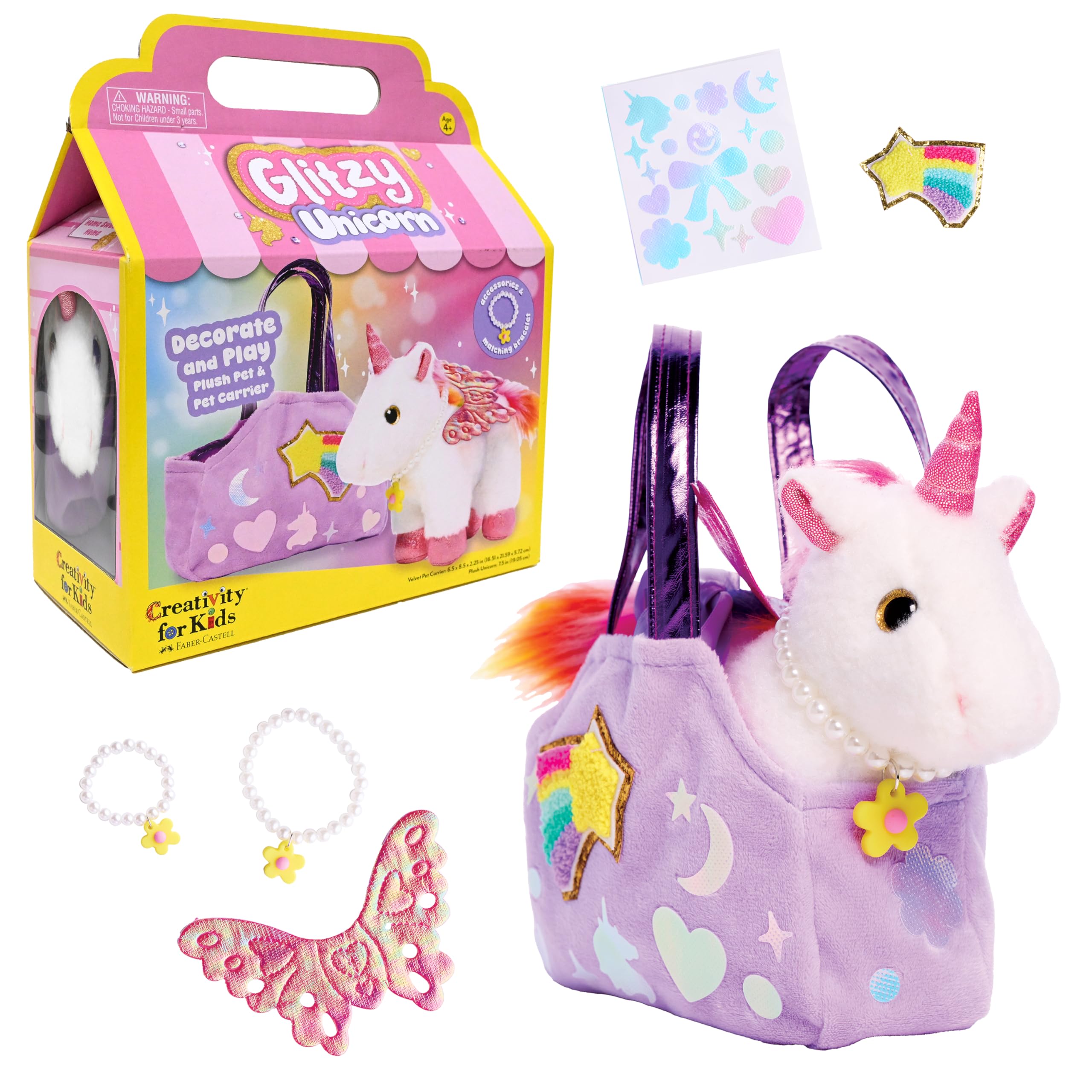 Creativity for Kids Glitziges Einhorn-Set, Adoptieren, Dekorieren und Dekorieren Ihres Plüschtiers, Kleinkind-Geldbörse und BFF-Schmuck, fördert fantasievolles Spielen und Feinmotorik (ab 4 Jahren)