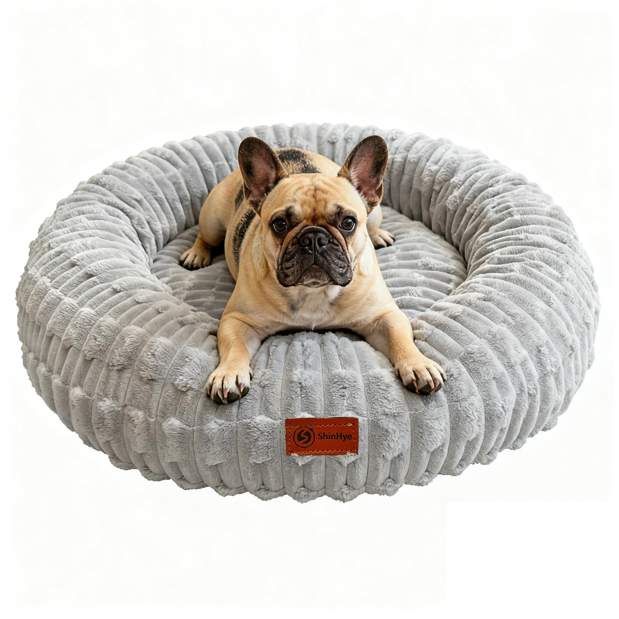 ShinHye Dog Bed for Small Dogs Cats Washable Calming Round Pet Bed with Non-Slip Bottom Soft Indoor Puppy