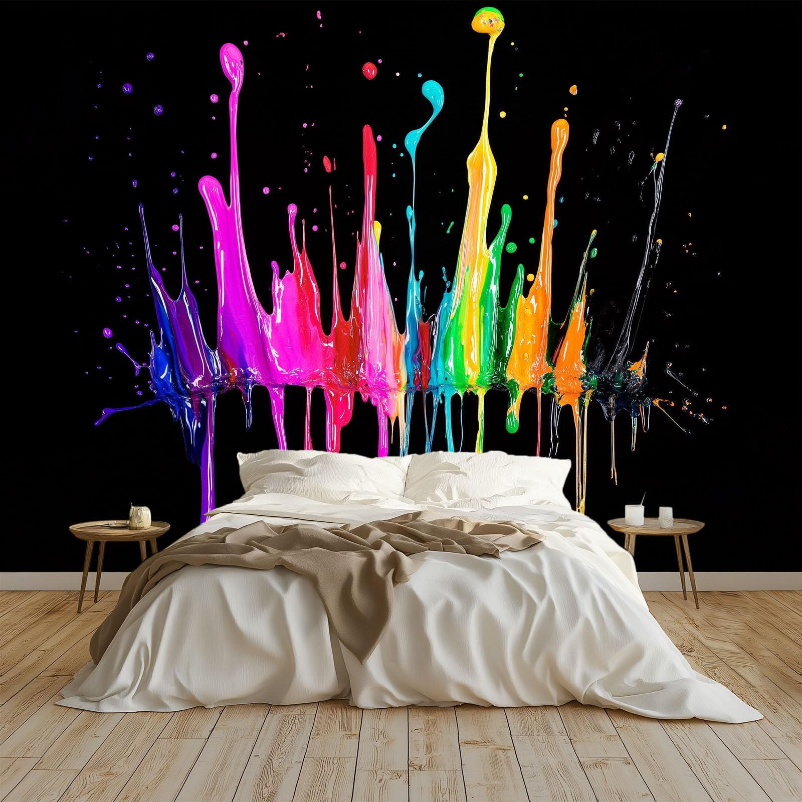 Fototapeta z efektem 3D, kreatywna tapeta z efektem 3D, czarna tapeta 350 x 256 cm, tapeta z włókniny, nowoczesna tapeta ścienna, salon, sypialnia, pokój dziecięcy, dekoracja ścienna, tapeta z motywem