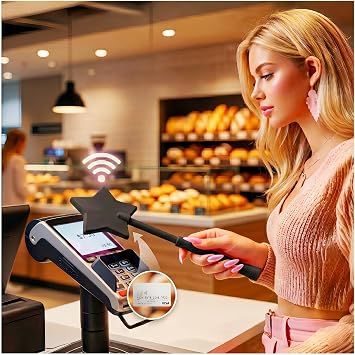 Unijoy Fairy Pay Credit Card Wand - 14.2" Secure Magic Tap to Pay Wand Debit Card Holder - Contactless Payment Gift for Women with Long Nails at Fast Food Drive Thru & Coffee Shops