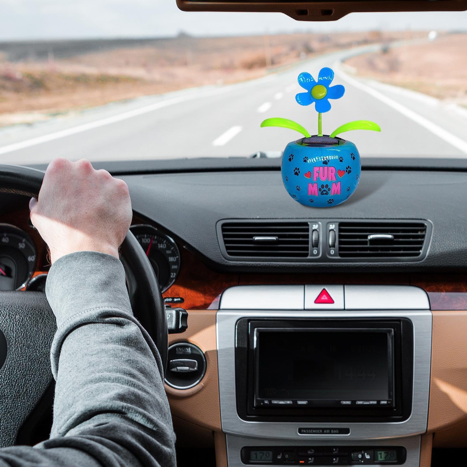 Figura Solar De Flores Bailarinas Para Coche | Decoración De Tablero Con Cabeza Móvil | Sin Pilas, Solo Con Energía Solar | Regalo Alegre Y Original
