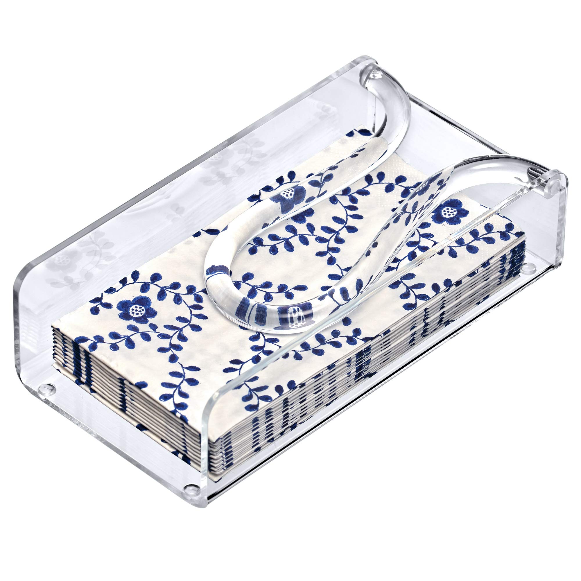 Amazing Abby - Portatovaglioli in acrilico per ospiti, 21,6 x 11,4 cm, in plastica trasparente, ideale per bancone da cucina, tavolo da pranzo, bagno e molto altro