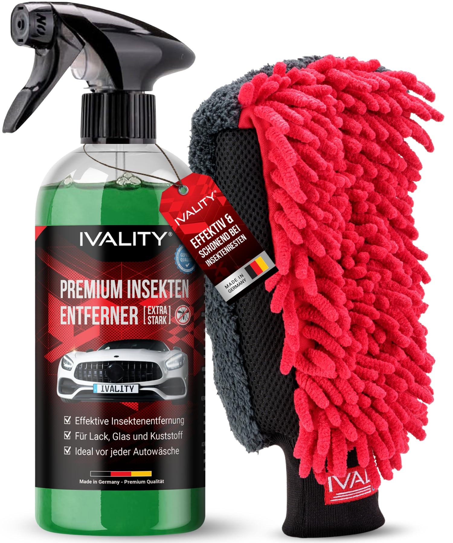 IVALITY® Insektenentferner Auto löst effektiv hartnäckige Insektenrückstände - Insektenreiniger für Auto, Wohnmobil & Motorrad - Flugrostentferner - 750ml