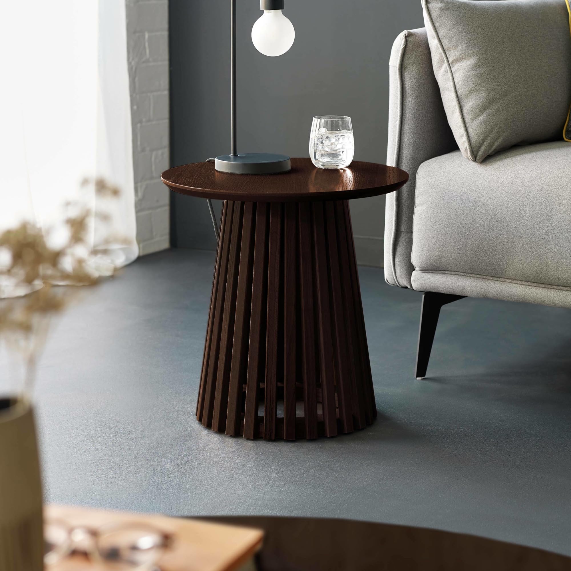 Julian Bowen Ollie Slatted Lamp Table - Cocoa Oak