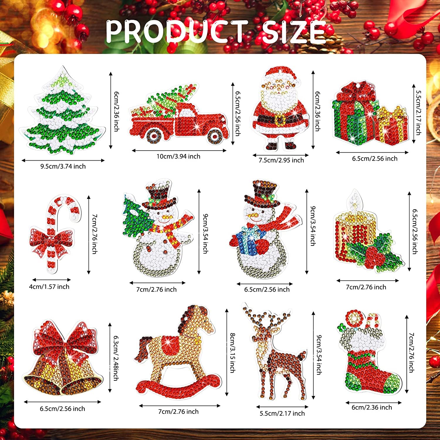 12-delige 5D Diamond Painting Set voor Kinderen - Doe-Het-Zelf Kerst