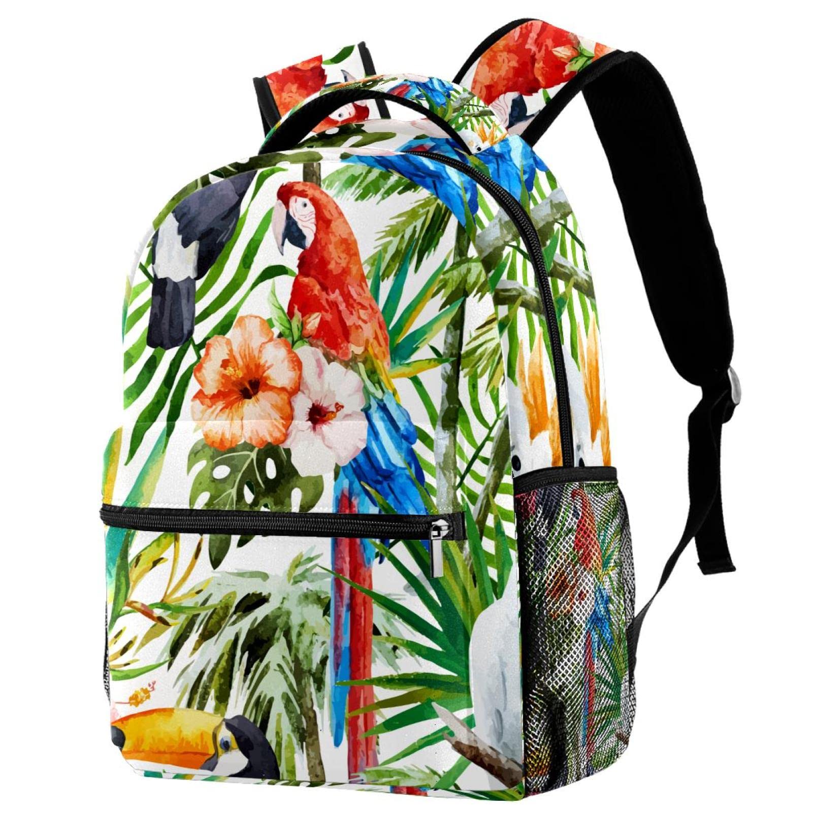 Sac à dos aquarelle oiseaux avec compartiment gourde pratique