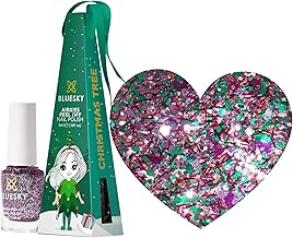 Bluesky Christmas Kids Nail Varnish Bauble – Christmas Tree, Pink Multicolour Glitter. Easy Peel-off, Non-Toxic, Water- based, Odour-free Nail Polish for Kids, 5ml