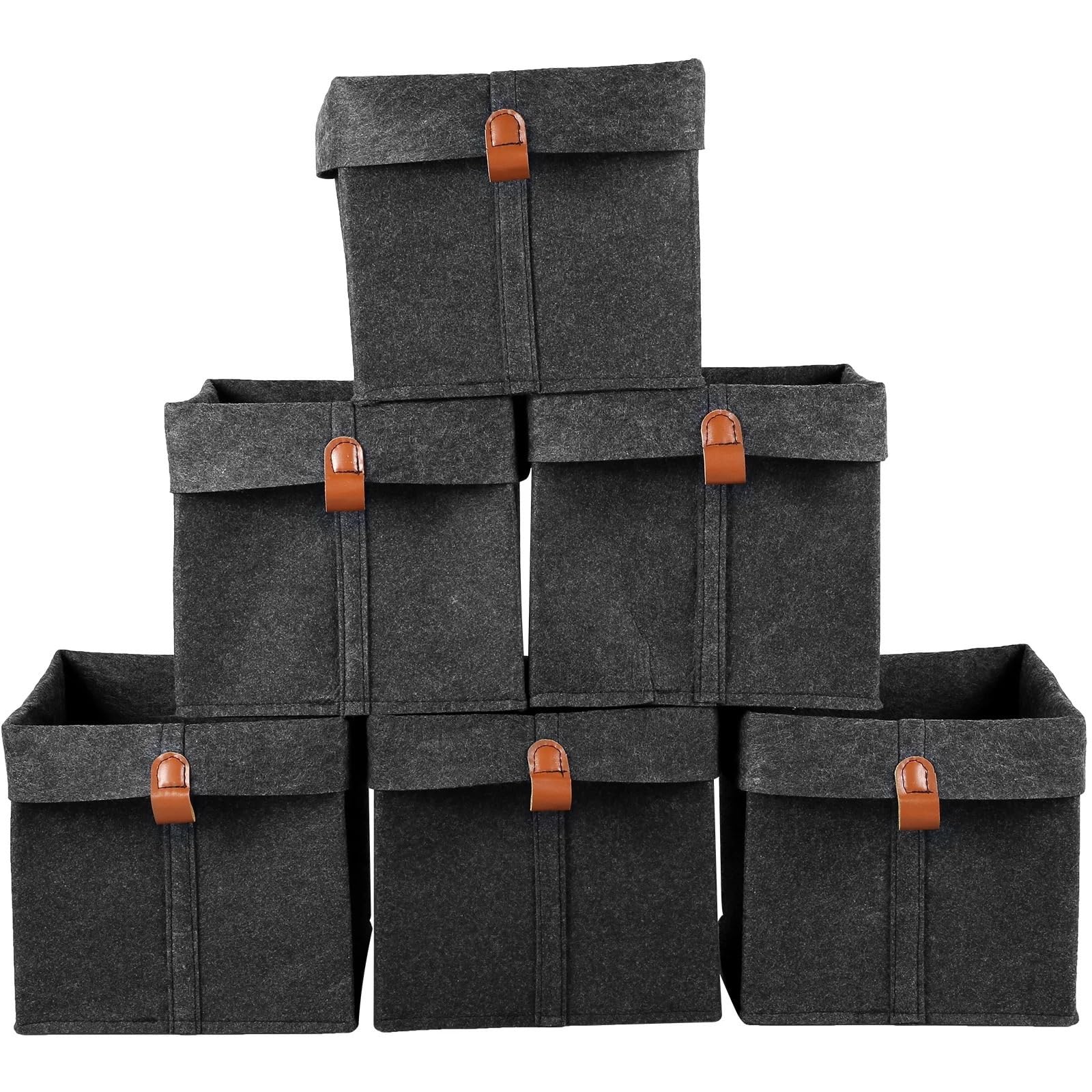 EWUHYFP Collapsible Storage Box 6Pcs Cube Folding Storage Box Felt Fabric Bins Collapsible Organizer(Dark gray 6PCS)