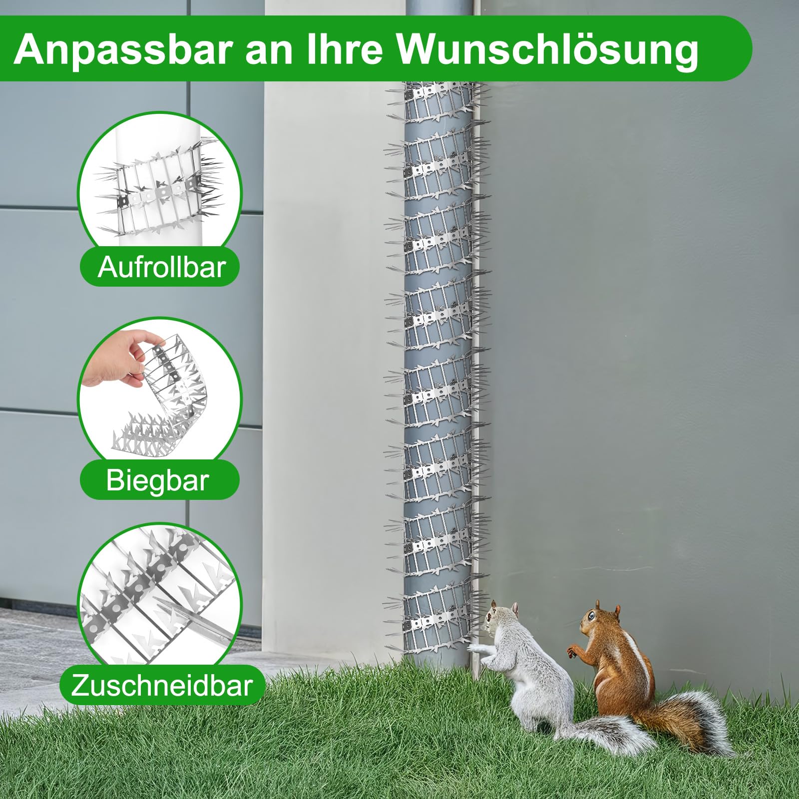 Spaventare piccioni in acciaio inox 18 m/60 FT, spaventapasseri uccelli, spaventapasseri piccioni per balcone, tetto, finestra, giardino, grondaia (60 pezzi)