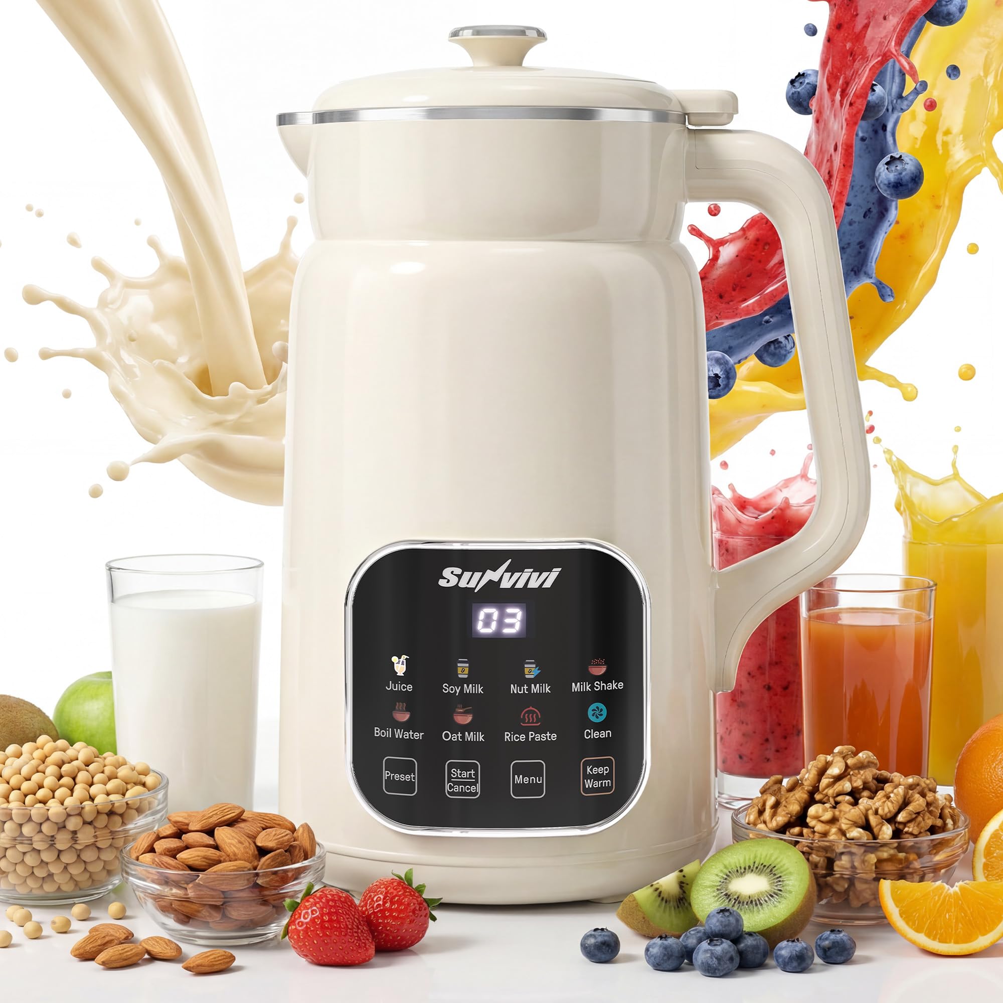 Amazon.com: Sunvivi 8 in 1 Nut Milk Maker Machine: 60oz Soy Milk