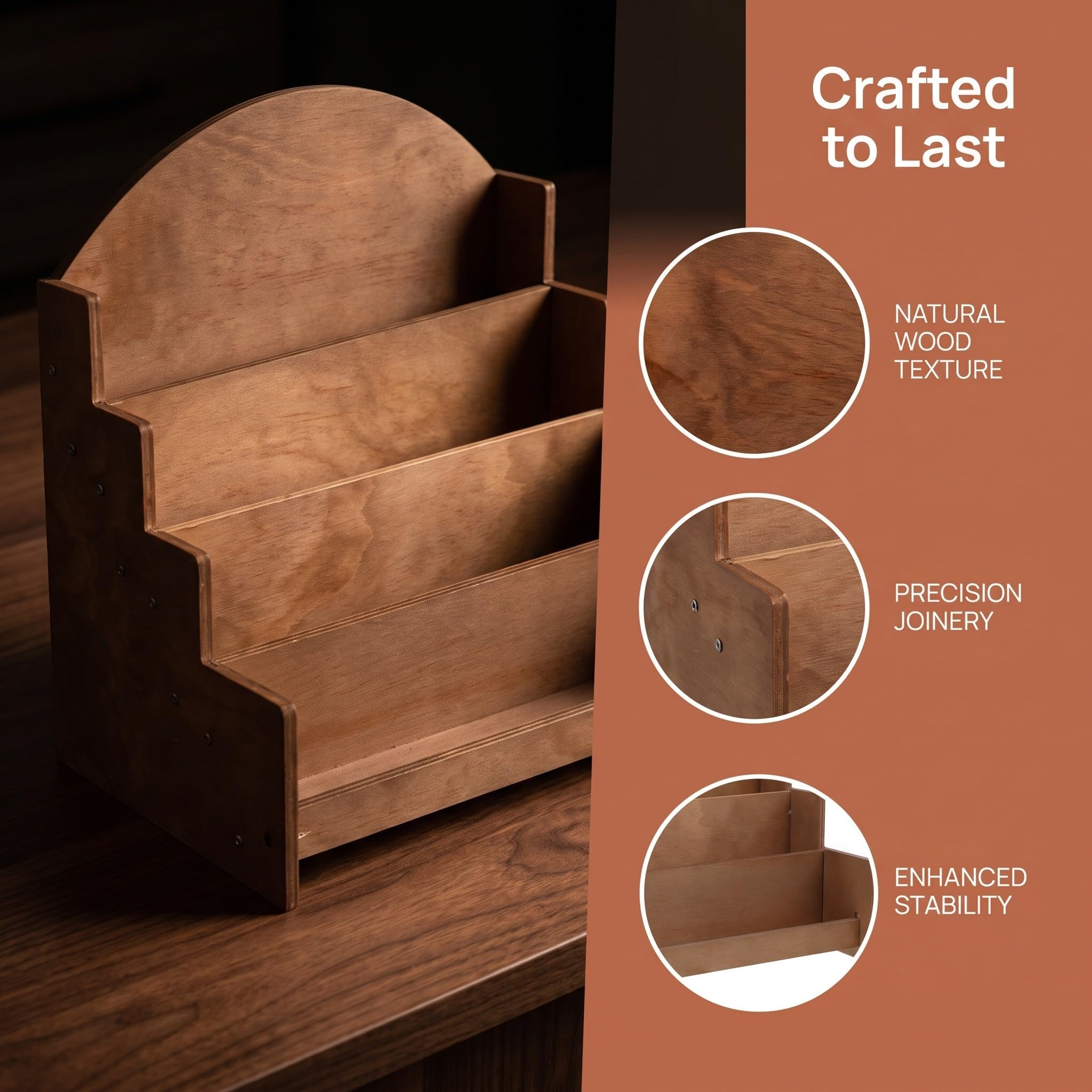Angoily Porta Biglietti Auguri in Legno a 4 Livelli, Design Rustico