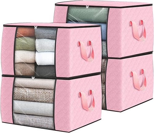 Miniatura 7 de Fab totes Paquete de 8 bolsas de almacenamiento plegables para mantas, contenedores de almacenamiento para organizar dormitorio, armario, ropa,