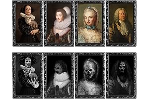 4Pack 10.2x14.5 Halloween Video Decorations: Spooky Face Expression Moving Portrait Picture Frames