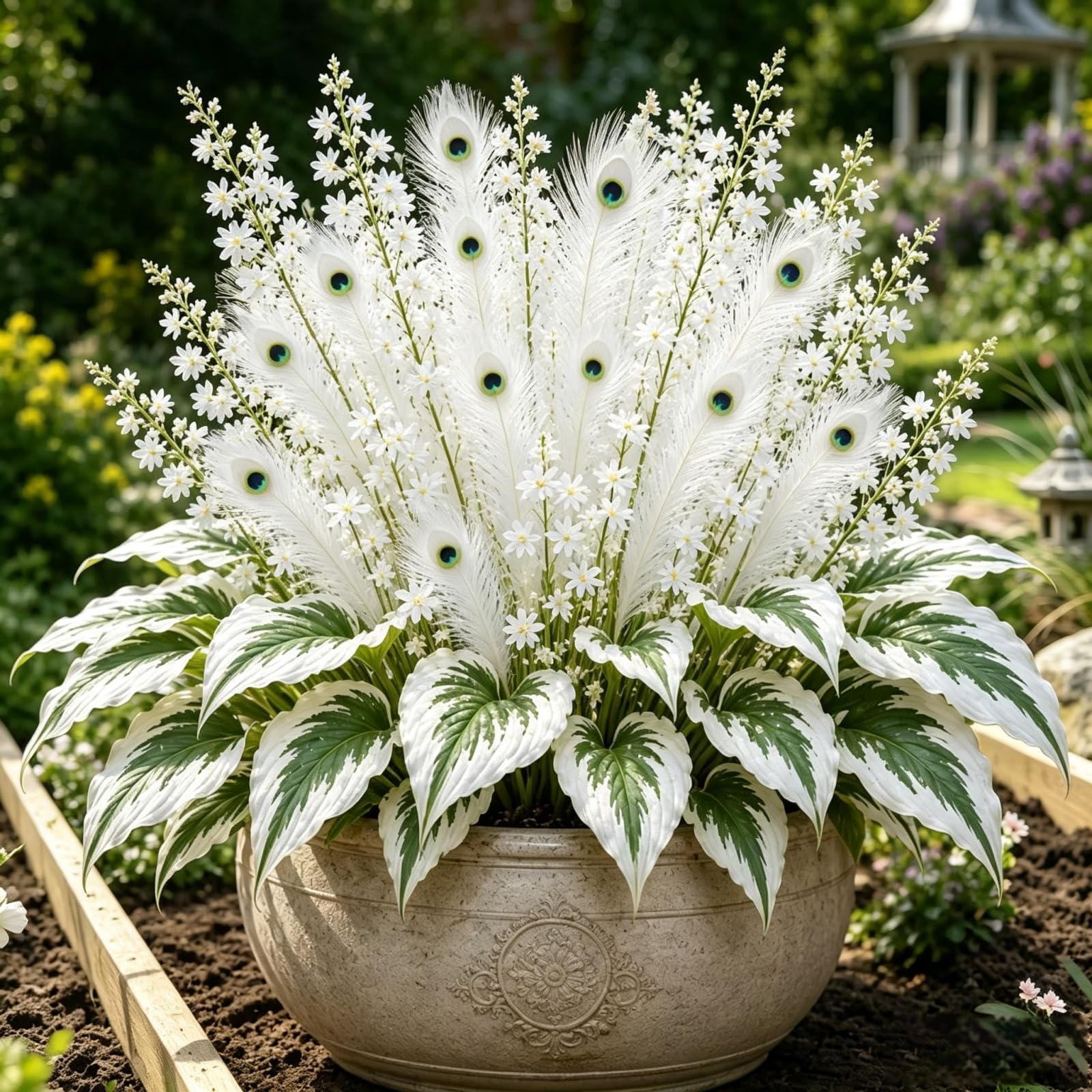 Fast Growing Peacock Flame Hosta Plants for Beautiful Outdoor Garden Displays-4 Rhizomes-F