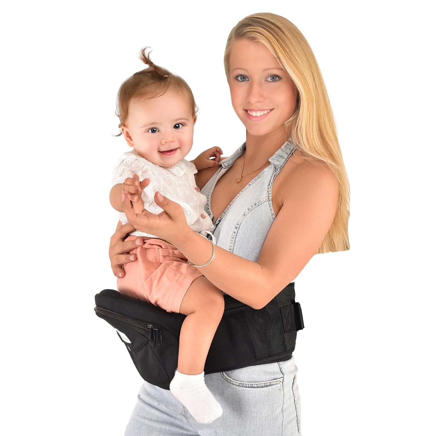 Baby Carrier with Hip Seat – with Lumbar & Back Support – Adjustable Waistband with Strong Support – Health Certified, Machine Washable, Fits Medium–Large (Black) Baby Carrier with Hip Seat – with Lumbar & Back Support – Adjustable Waistband with Strong Support – Health Certified, Machine Washable, Fits Medium–Large (Black)
