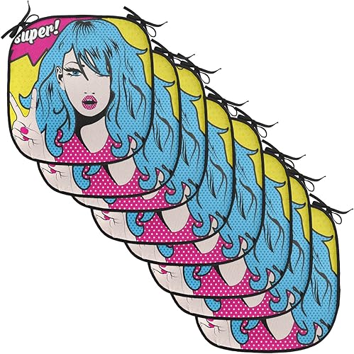 Miniatura 130 de Lunarable Cojín retro para silla, mujer con cabello, letrero de victoria con burbujas de discurso, inspirado en arte pop, acolchado de asiento para