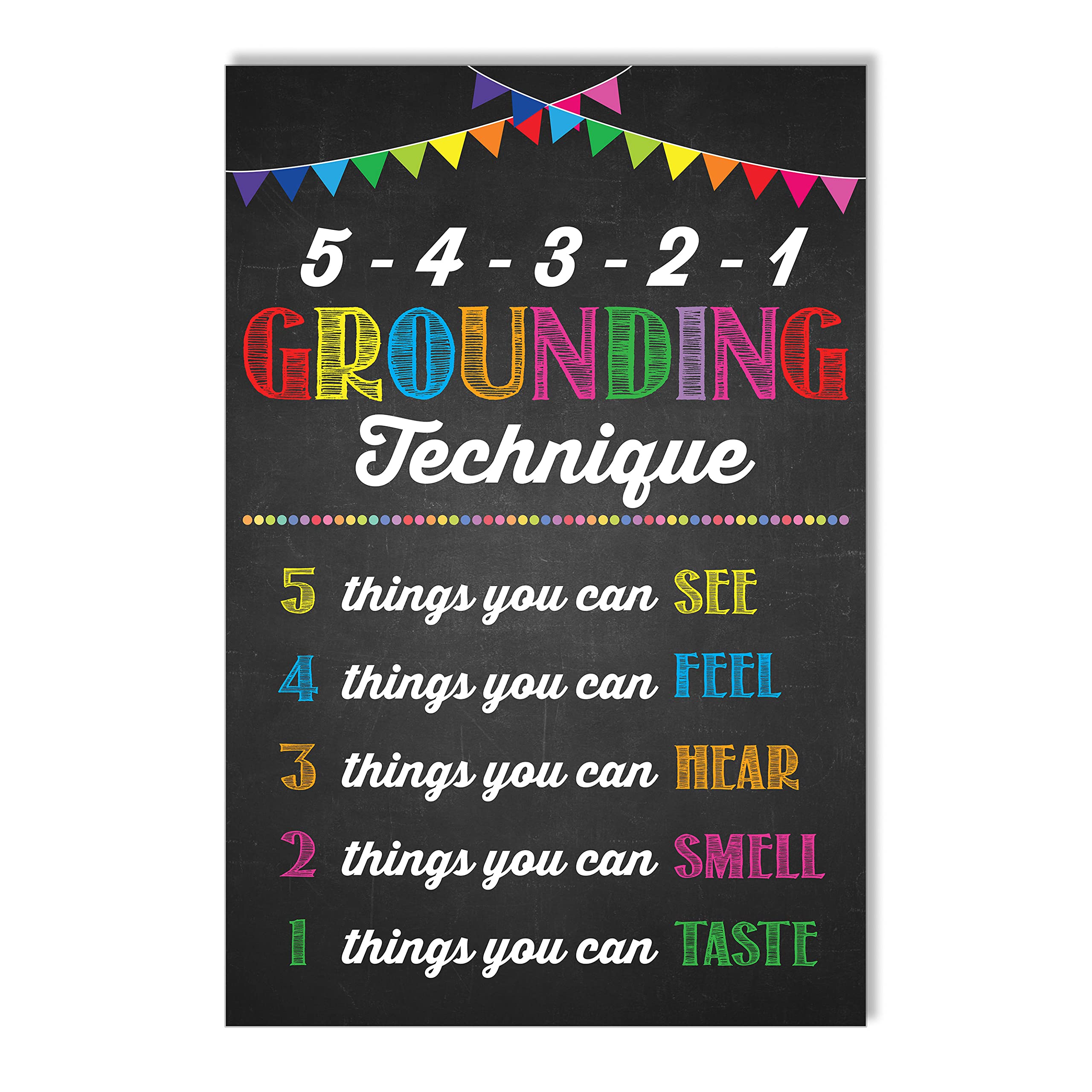 Jinniee Grounding Techique Poster Grounding Print Anxiety Breathing Wall Art Mental Health Therapist Office Decor School Counselor Psychologist Coaching Office Décor