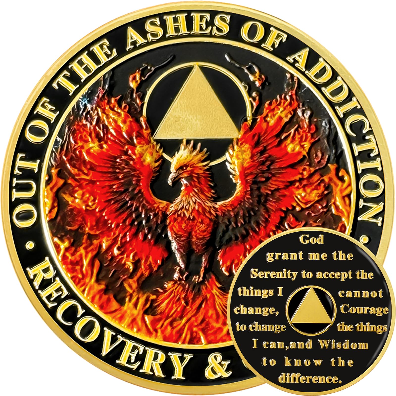 Phoenix in Fire Sobriété Pièce de monnaie Flamme Sobriété Puce AA Pièce AA et Médaillon Recovery Chip Sobriété Timbre Sobriété Cadeaux pour Hommes Femmes Alcooliques Cadeau Anonyme