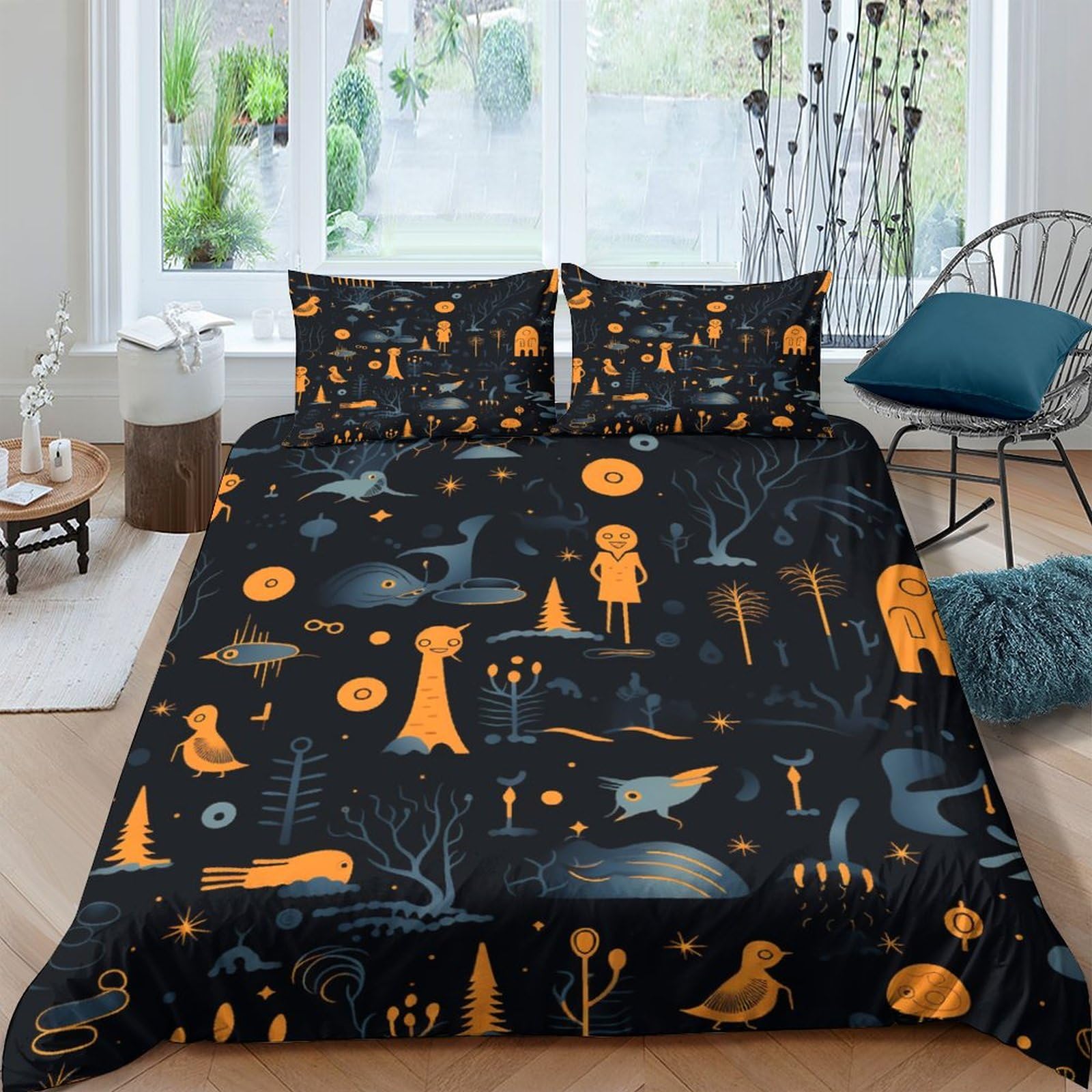 Housse de couette enfant empreinte d'animal 3D 200x200 cm avec taie d'oreiller