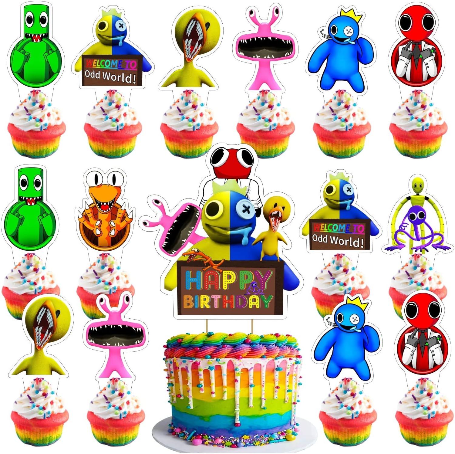 25 Pcs Rainbow Friends Party Decorations With 24pcs Rainbow Friends