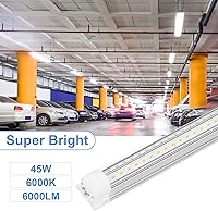 Vista 2 de Very Bright 5ft LED Shop Light 10 Pack, 45W 6750LM 6500K Daylight Linkable, Easy Installation Garage Lighting for Workshop Basement General Lighting