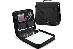 Zannaki 3 Inch 3 Ring Zipper Binder with Shoulder Strap & Handle for School Supplies