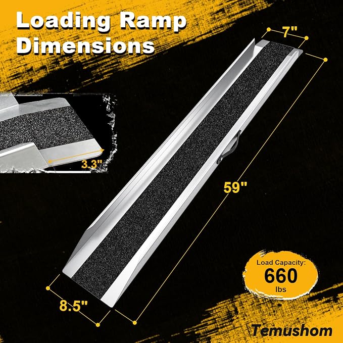Rampa de acero Temushom 59 pulgadas para motocicleta 660 lbs miniatura 3