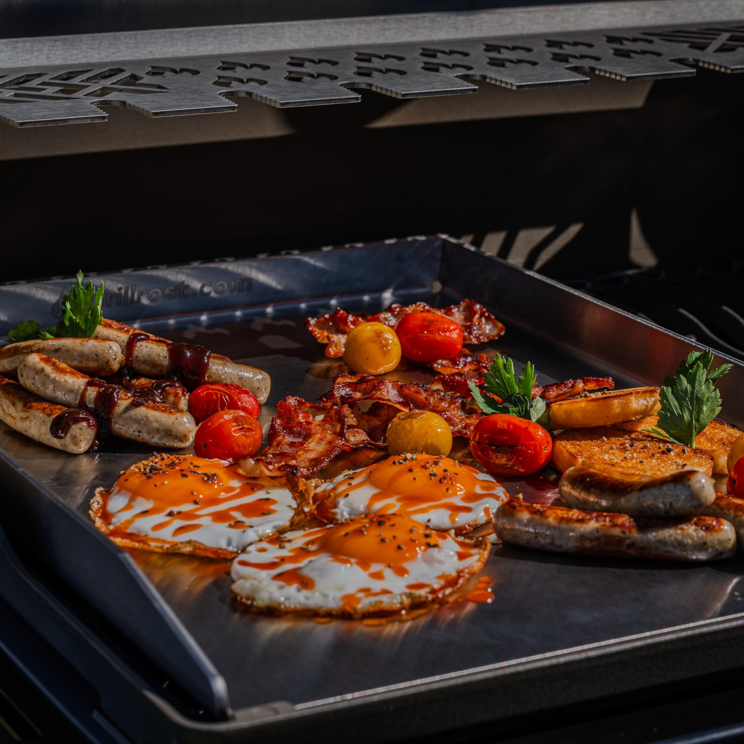 Grillrost.com Das Original Edelstahl Grillplatte | Plancha 45x34cm - passend für Napoleon LE/LEX/Prestige & Rösle | 4mm Massiv