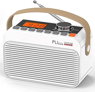 Greadio AM FM Portable Radio with Bluetooth, Shortwave Transistor Radio with Best Reception,Digital LED Screen,Rechargeable Battery,White Noise,Alarm Clock, TF/USB/Headphone Jack for Home,Office,Gift