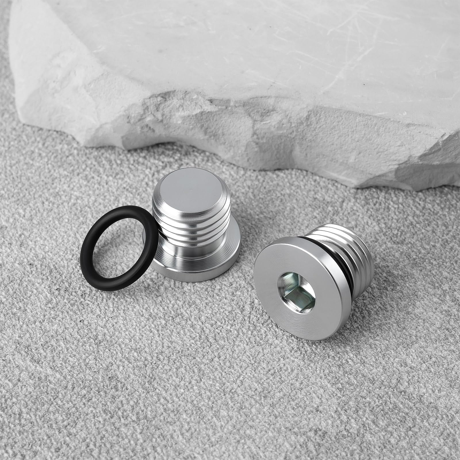 Lot de 2 bouchons UNF en acier zingué 7/16"-20 UNF avec joint en caoutchouc pour applications basse et haute pression