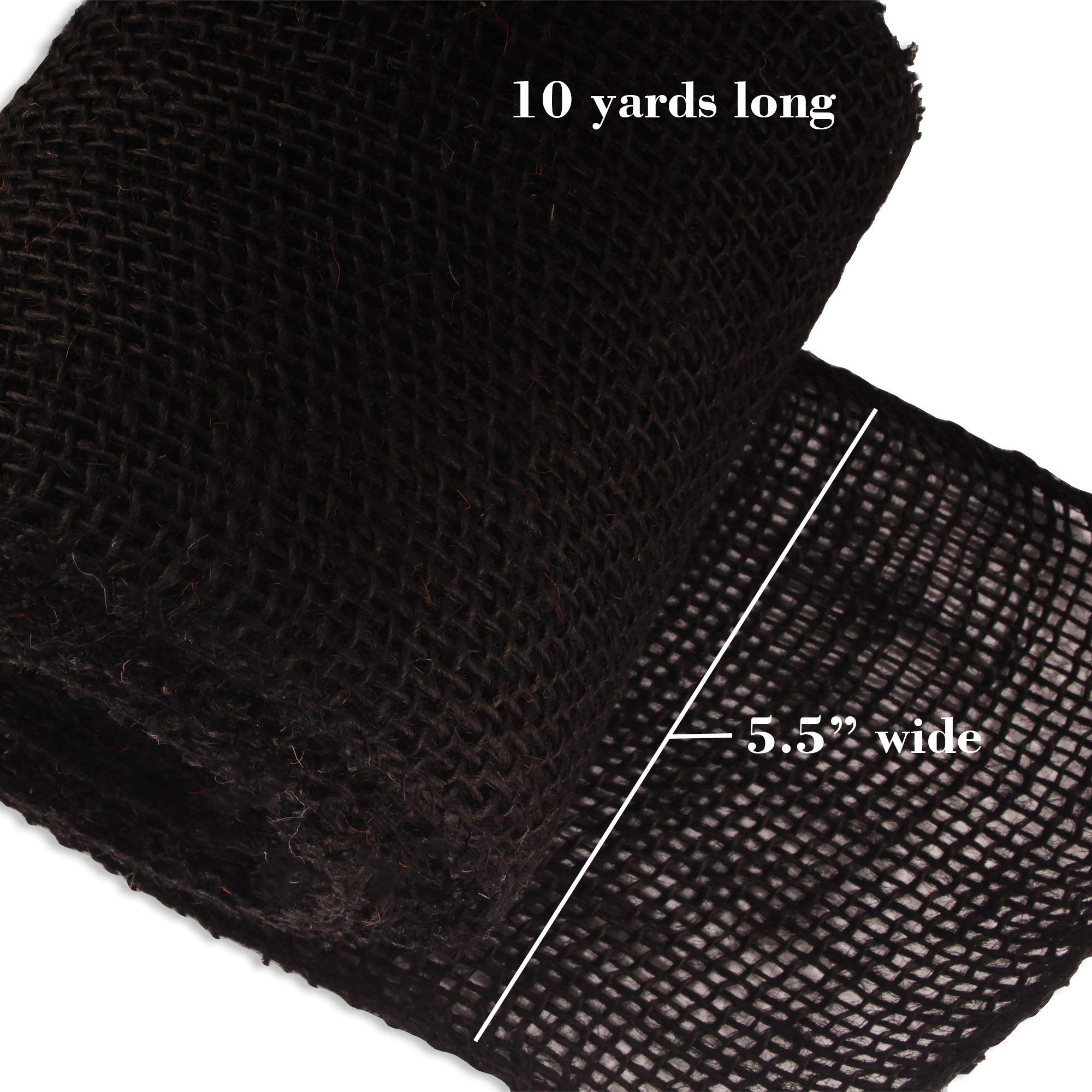 Confezione da 3 – 12,7 cm pollici Wide Burlap Fabric Craft Ribbon – 9,1 m – Hemp Jute – nero