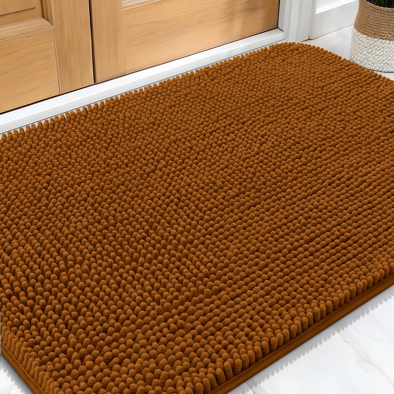 OLANLY Dog Door Mat for Muddy Paws 30x20, Super Absorbent Chenille Mud Mat