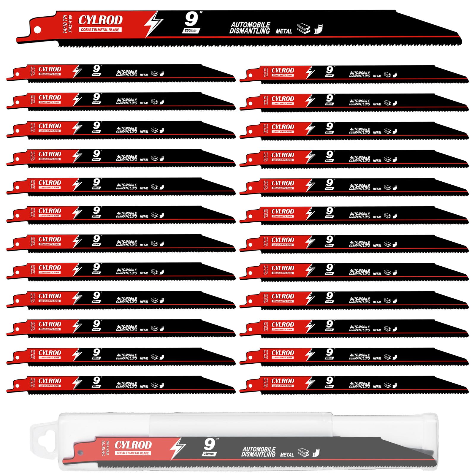 Paquete de 25 hojas de sierra alternante de 9 en 14/18TPI para cuchillas Sawzall, corte de metal, cuchillas bimetálicas de acero cobalto M42 para desmontaje de automóviles, repuesto para Milwaukee,