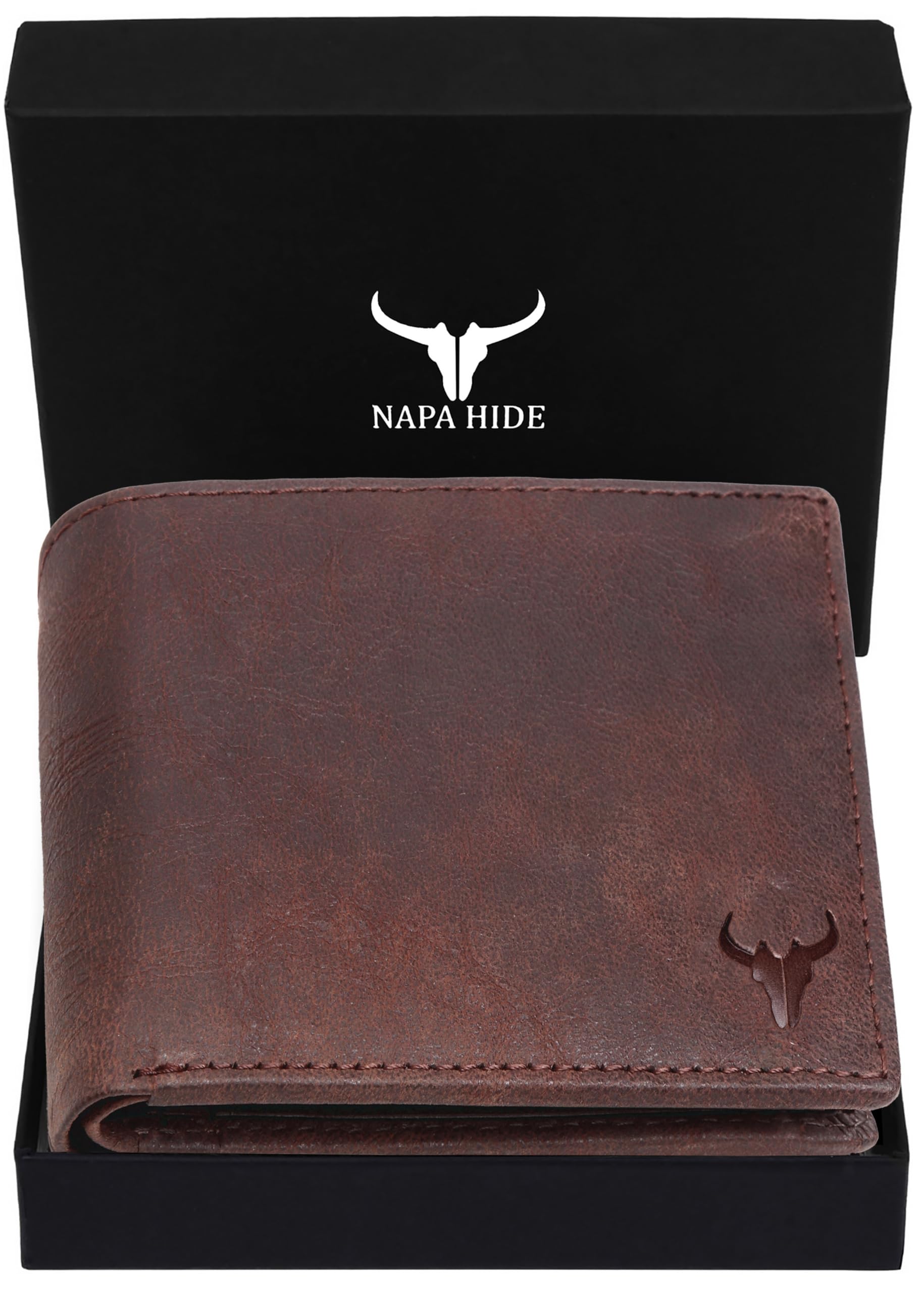 Leather Wallet for Men I Handcrafted I Credit/Debit Card Slots I 2 Currency Compartments I 2 Secret Compartments (Brown Crackle)