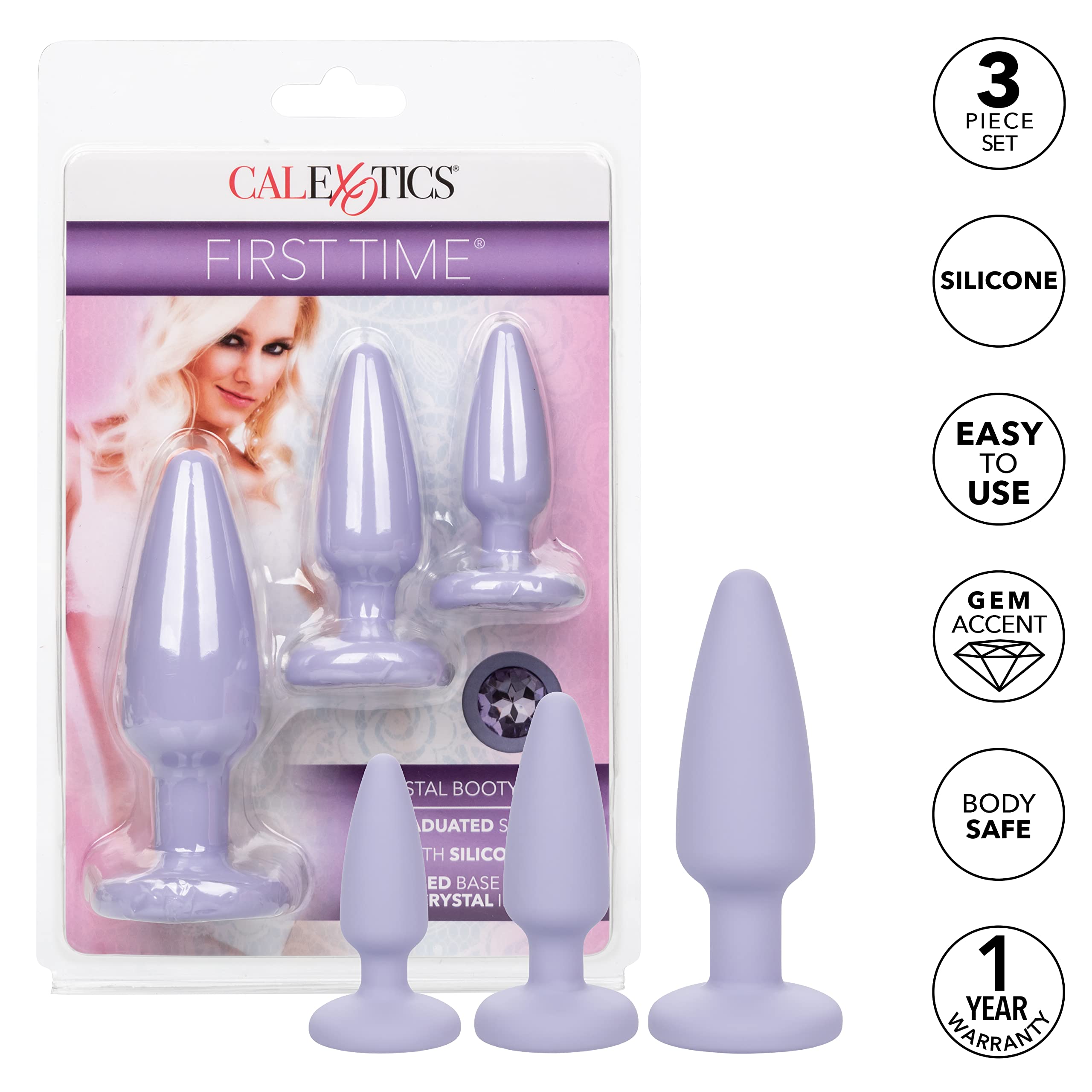 Amazon.com: CalExotics First Time Crystal Booty Kit Anal Butt Plug Toy Set  of 3 - Purple SE-0004-40-2 : Health & Household