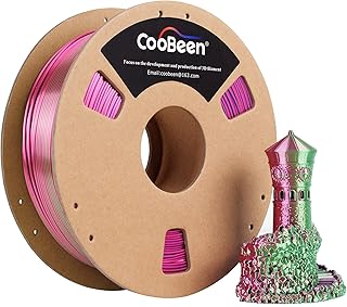CooBeen PLA 3D Printer Filament 1.75mm,Tri-Color PLA 1.75 Filament Coextrusion,Shiny Silk PLA Filament Color Change Multicolor Rainbow 3D Printing Filament+/-0.02mm,1kg/2.2lbs Spool Red Green Blue