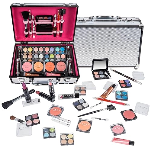 SHANY Carry All Makeup - Maleta de transporte para maquillaje con maquillaje profesional maleta de aluminio reutilizable Juego Plateado
