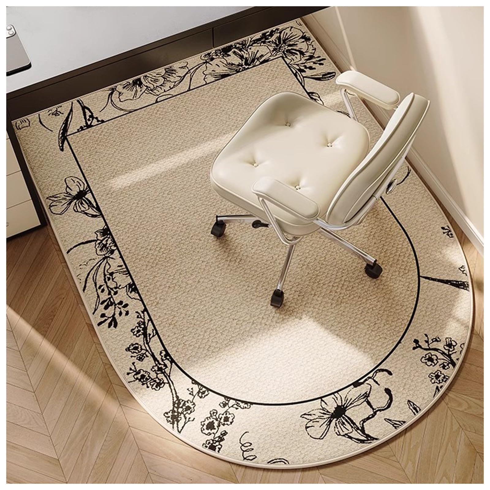 Alfombrilla antideslizante de caucho termoplástico para silla de oficina, absorción de golpes, ruedas de aislamiento acústico, se deslizan fácilmente en suelos de madera dura y azulejos, color negro,