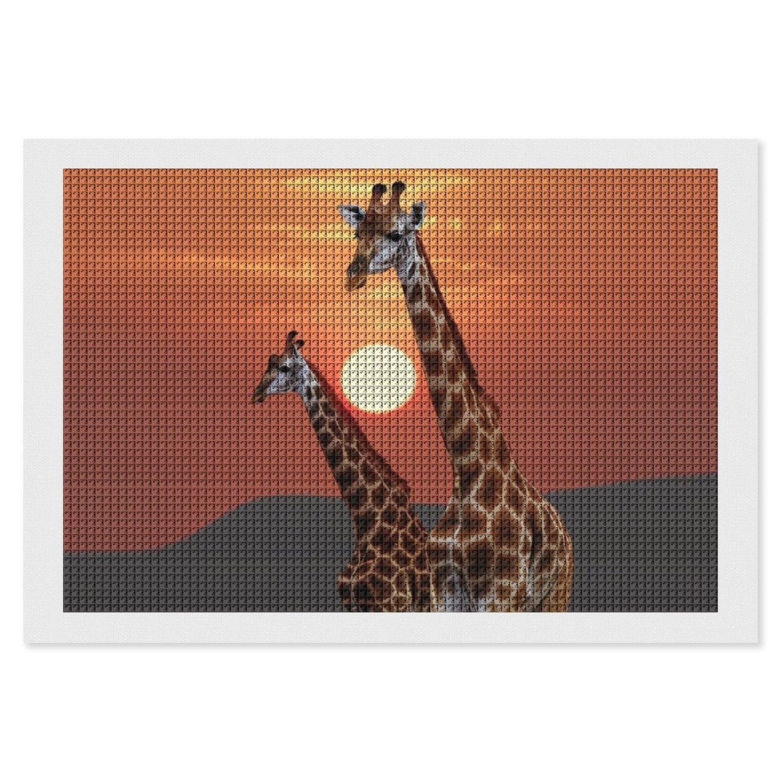 Giraffe at Sunset Diamond Art Kits for Adults, DIY 5D Diamonds Painting Kits for Beginner, Round Full Drill Diamond Dots Painting, 8"x12" Diamonds Pictures Gem Art and Crafts Wall Decor