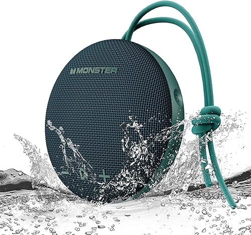 Monster Altavoz Bluetooth, altavoz de ducha IPX8 impermeable, Bluetooth 5.4 con sonido HD fuerte y graves robustos, tiempo de reproducción extra