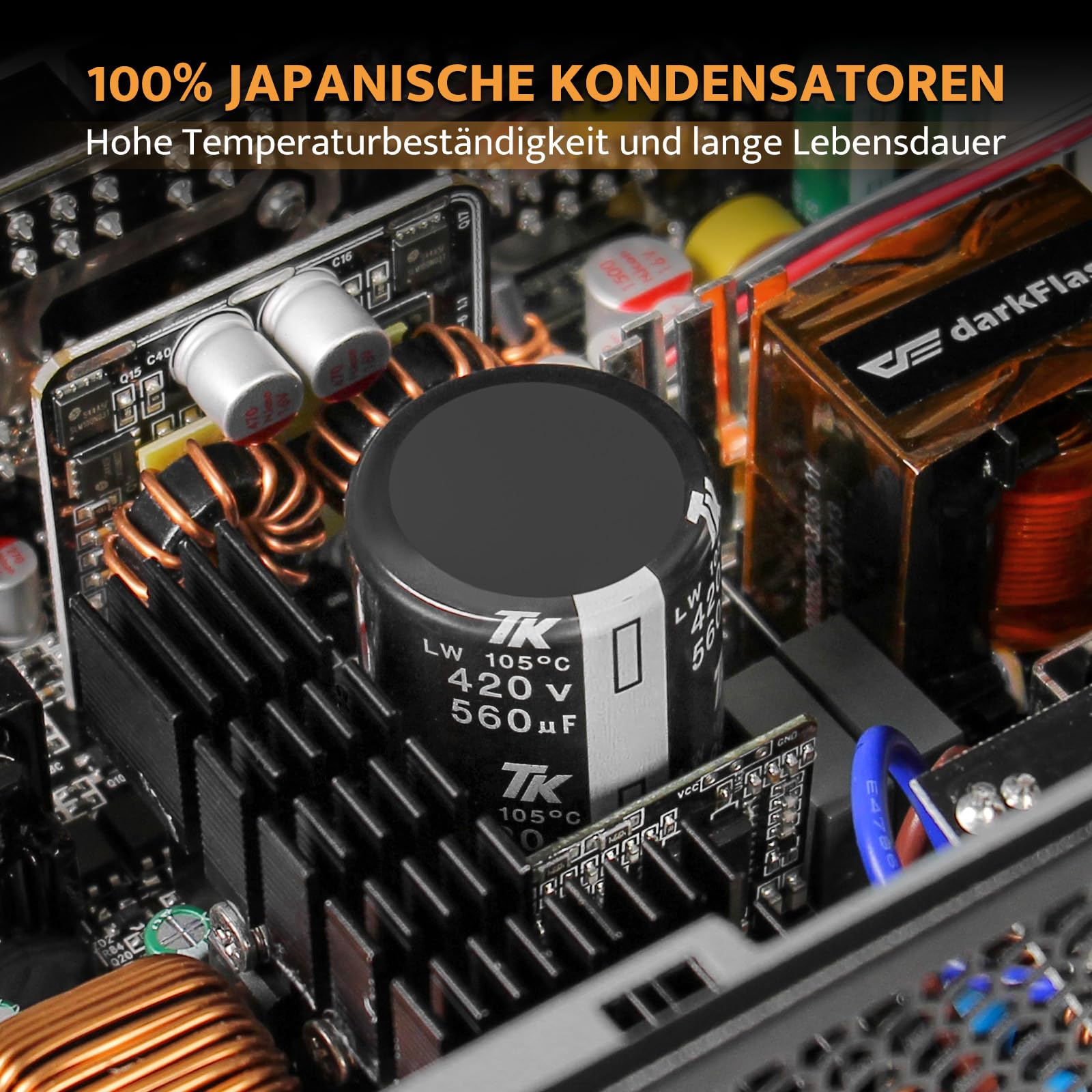 darkFlash PMT850 Vollmodulares ATX 3.1-Netzteil, 80 Plus Gold Effizienz, PCIe 5.1 & 12VHPWR-Unterstützung, 100% Japanische 105°C-Kondensatoren, Kompakte 150-mm-Bauweise (Weiß)