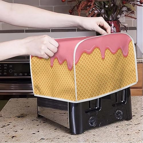 Miniatura 2 de Cubierta antipolvo para tostadora, 4 rebanadas, diseño de postres, cubierta para tostadora, cubierta lavable resistente a las manchas, cubierta para