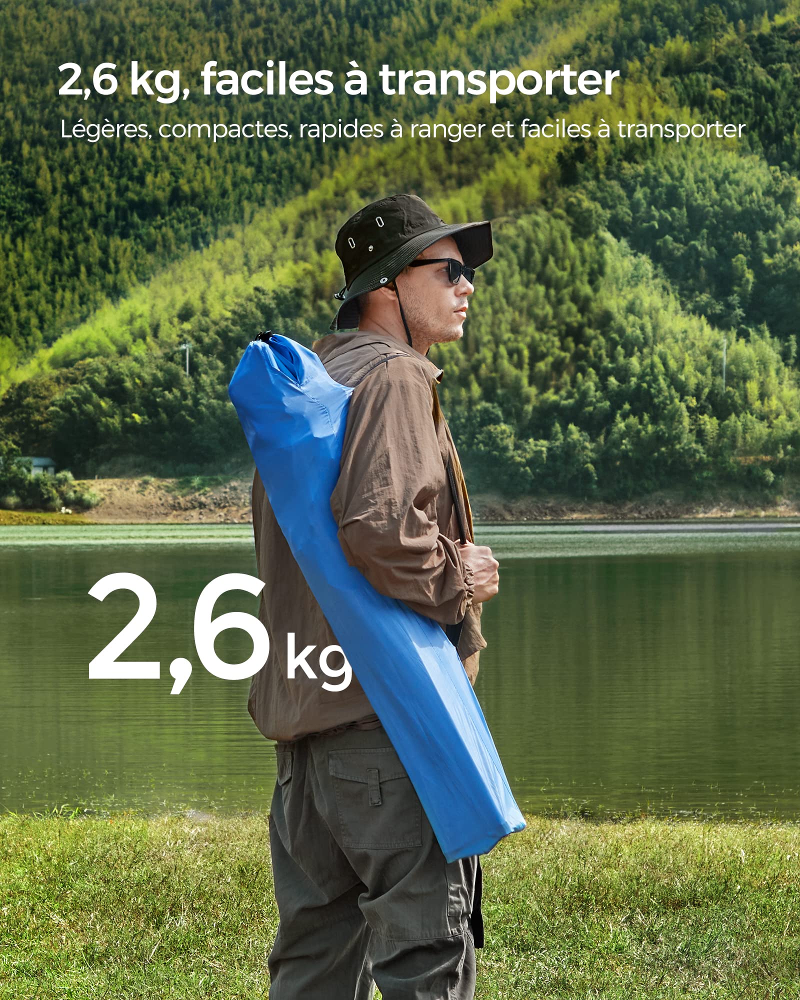 SONGMICS Lot de 2 chaises Pliantes, chaises de Camping, Structure Robuste et Confortable, Charge maximale 150 kg, avec Porte-gobelet, Chaise d'extérieur