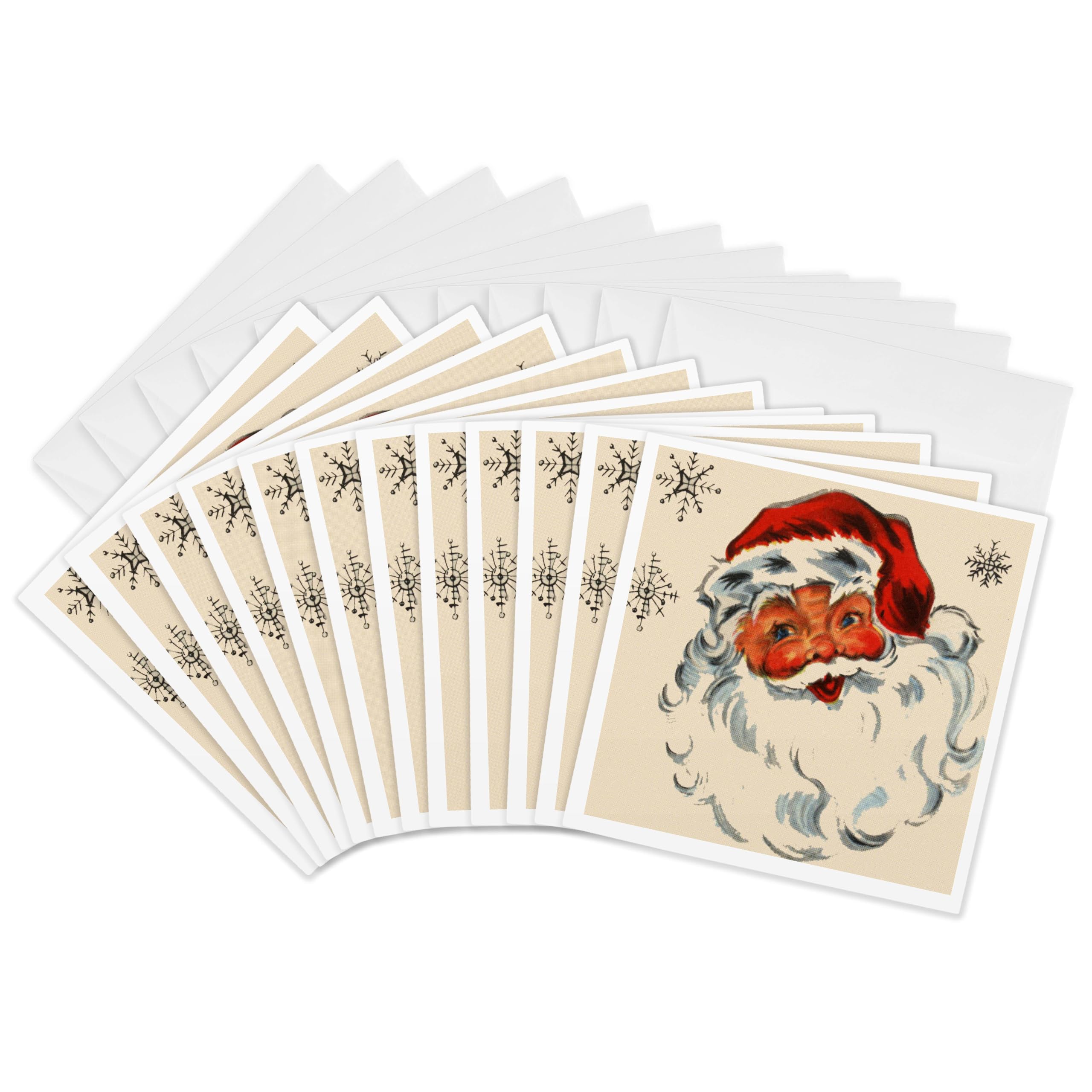 3dRose gc_29061_2 6 x 6-Inch "Santa and The Snowflakes" Greeting Card (Pack of 12)