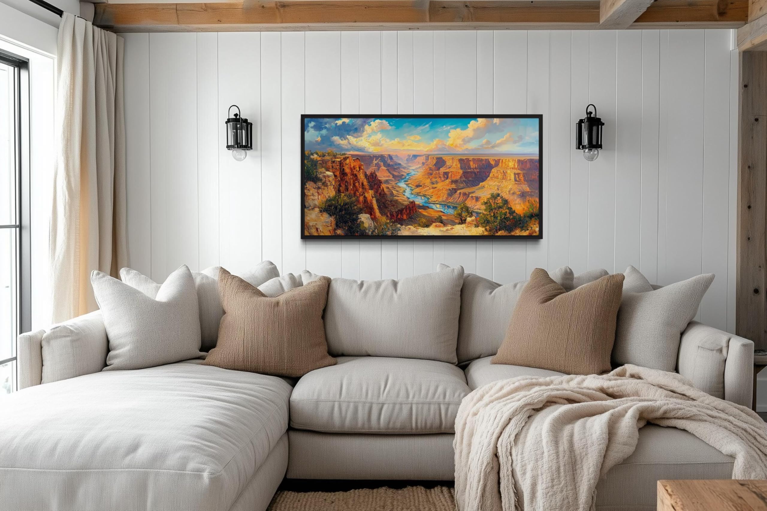 lianyibo Sztuka ścienna Wielkiego Kanionu - południowo-zachodni krajobraz obraz druk na płótnie - zachodnia pustynia salon sypialnia dekoracja ścienna (55 x 110 cm/rama wewnętrzna)
