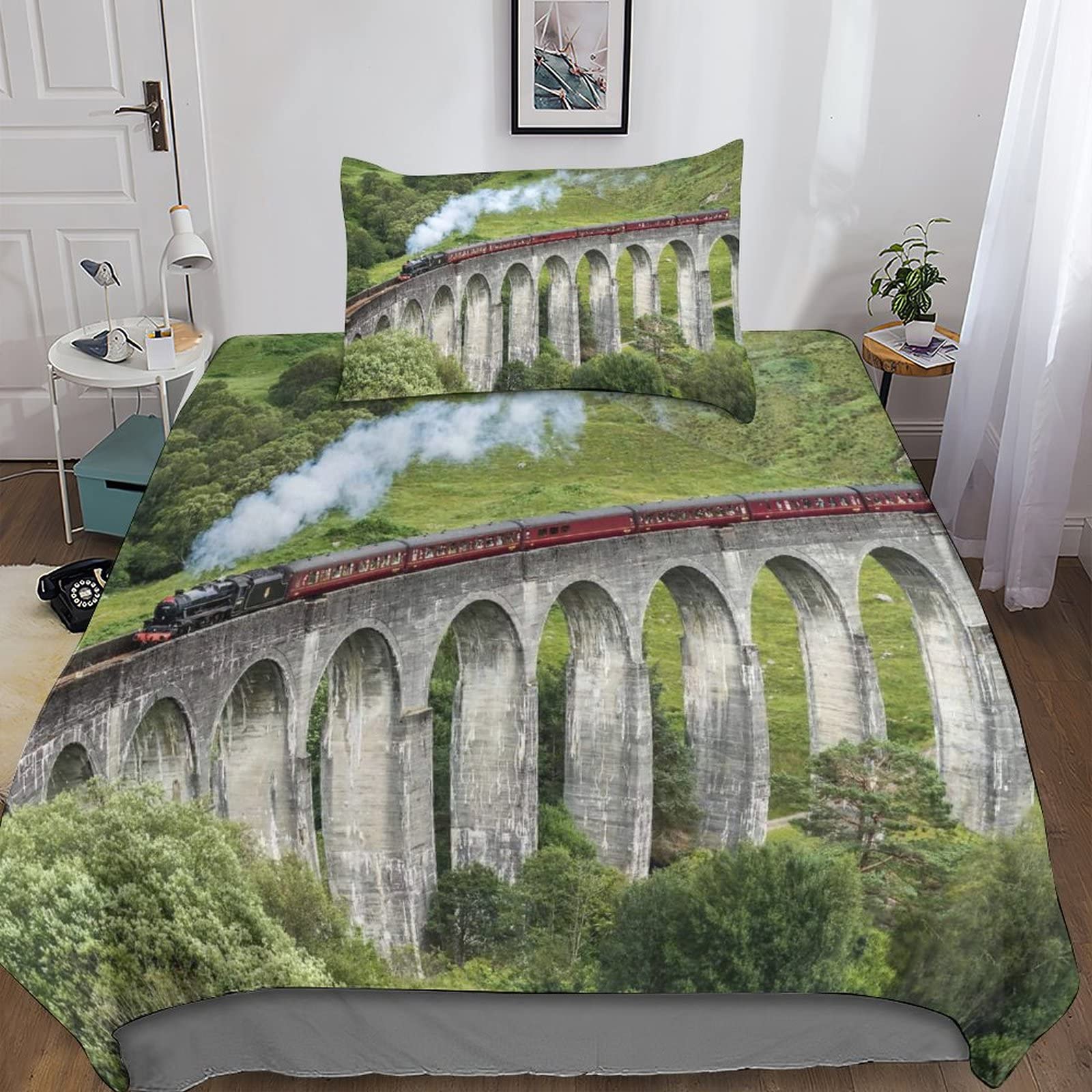 Parure de lit Jacobite Steam Train en microfibre douce avec fermeture éclair