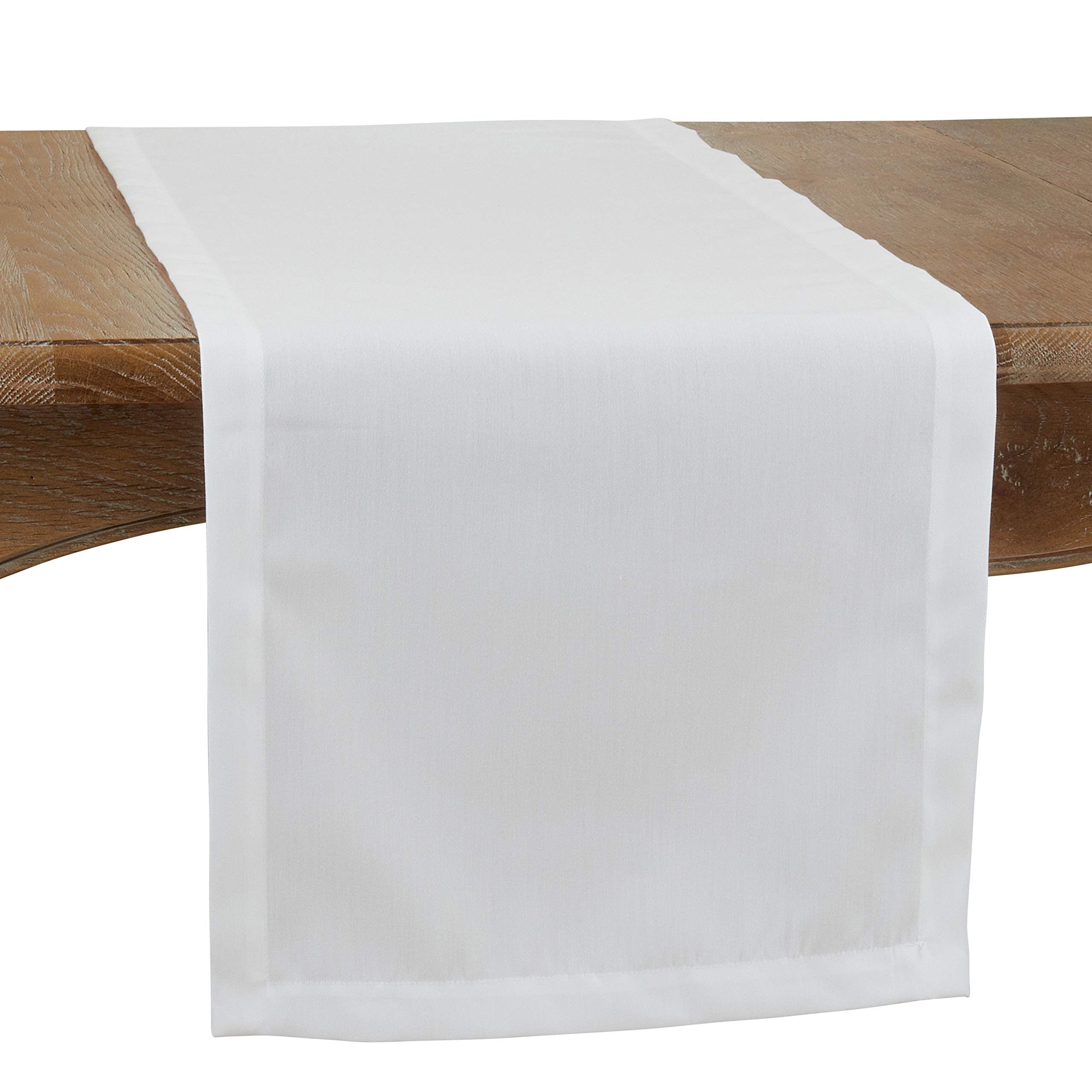 SARO LIFESTYLE 321.W1672B Ivoryline Collection - Camino de mesa para uso diario, 100% poliéster, color blanco