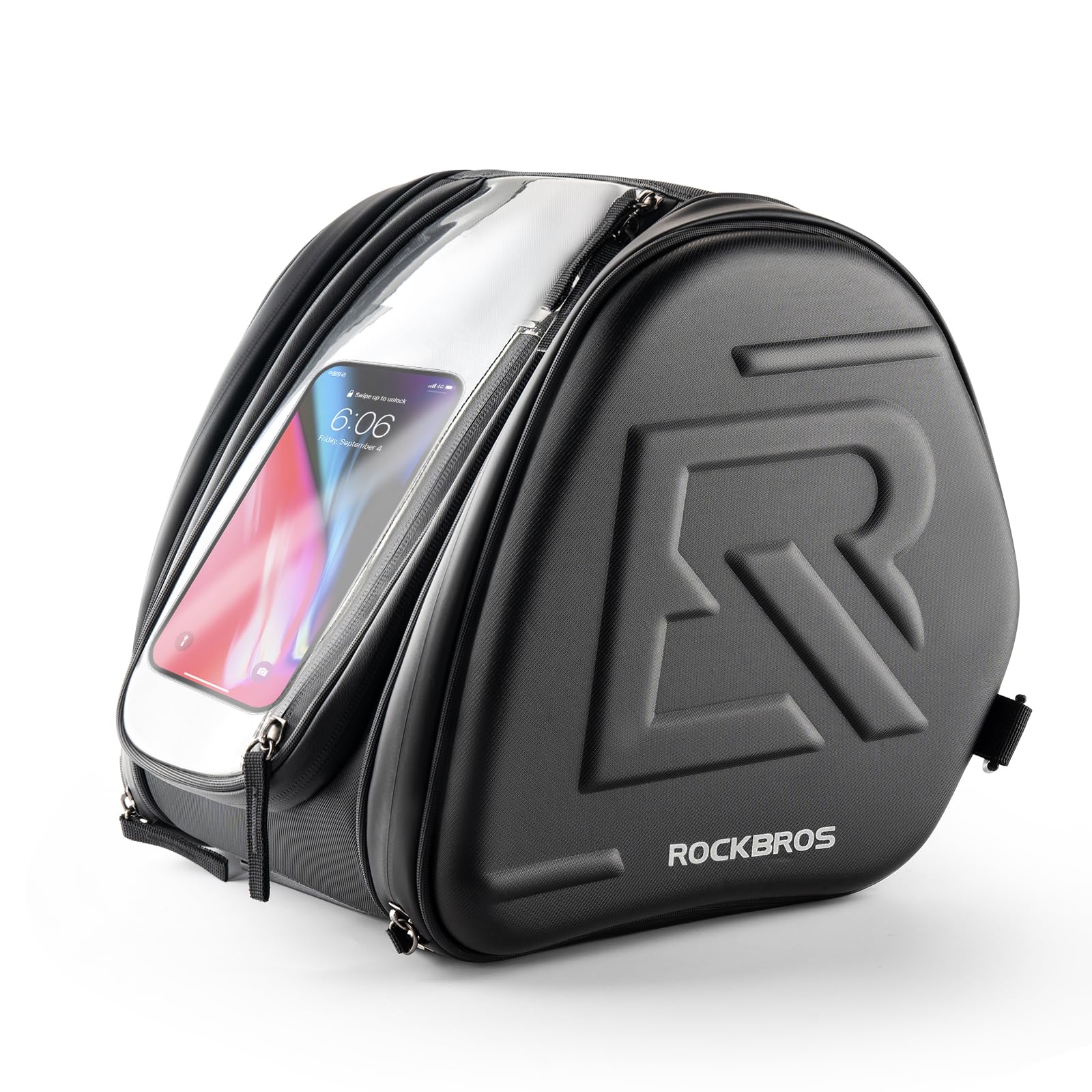 ROCKBROS Borsa da serbatoio per moto, 14 l, rigida, navigazione, impermeabile, cerniera, casco