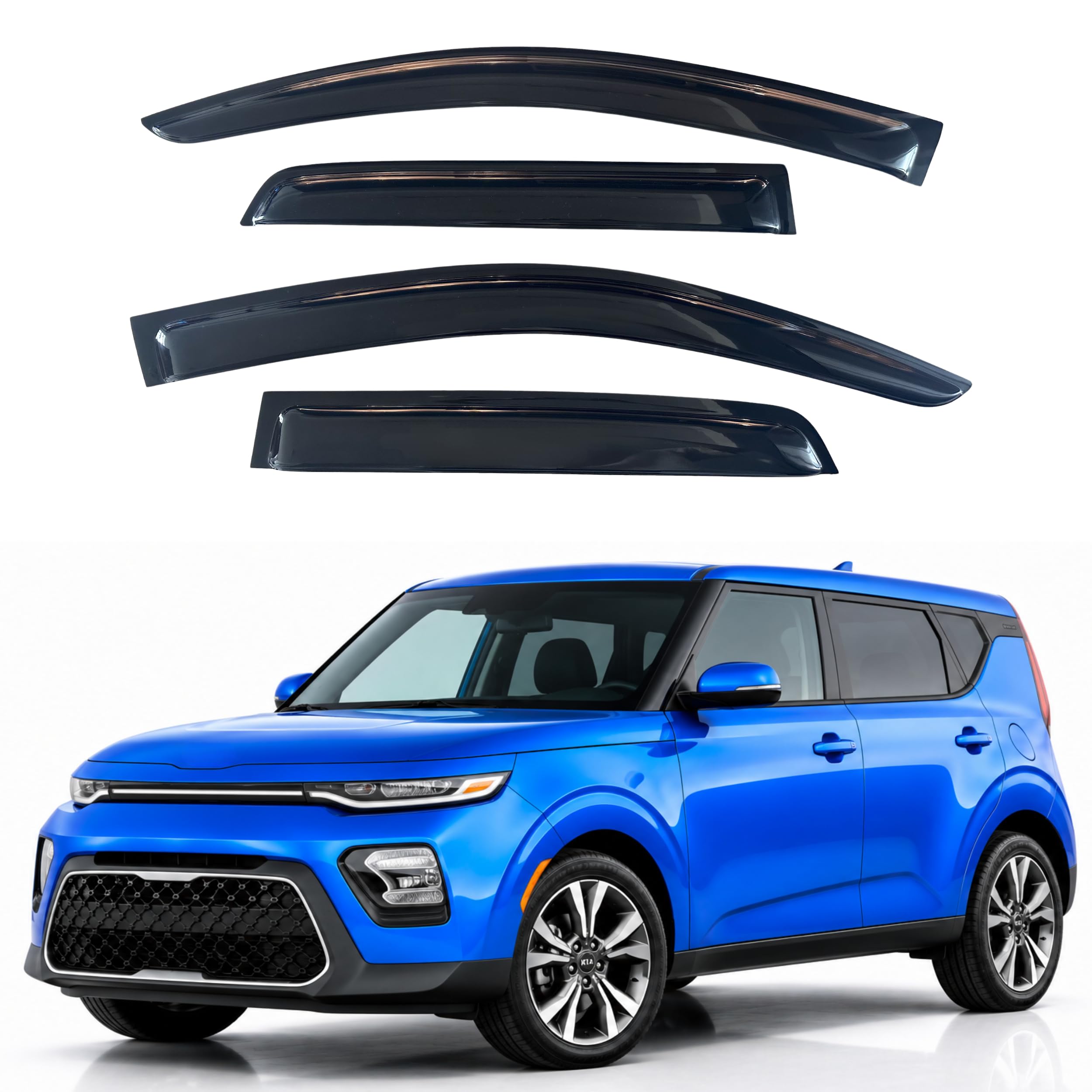IG Window Visors Fit for 2020-2026 Kia Soul, Out-Channel Rain Guards Vent Wind Deflectors 4PC, Car Accessories for 20-26 Soul